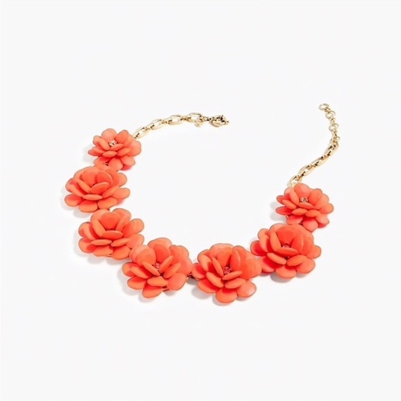 J.Crew large wooden carved floret necklace in sunset orange and gold - Picture 5 of 12